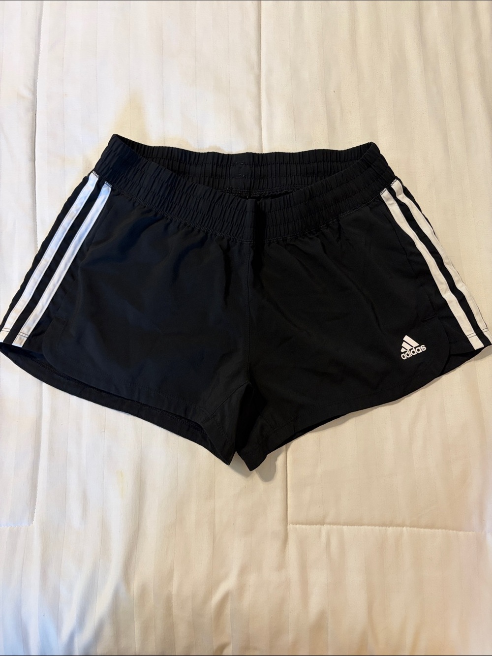 adidas Black Athletic Shorts with White Side Stripes